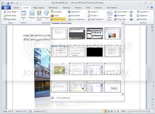 Screenshot of Ms Word