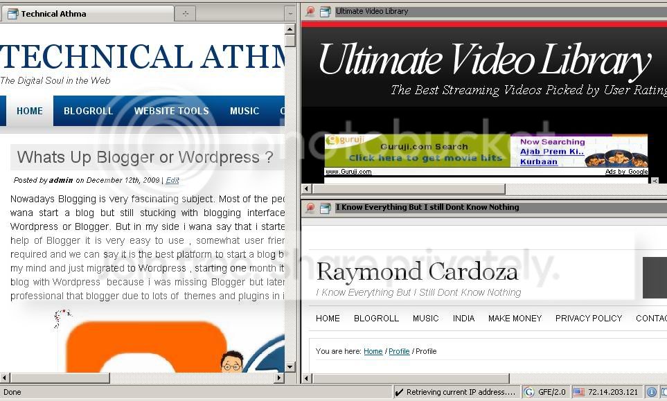 Splitted the Browser into Three